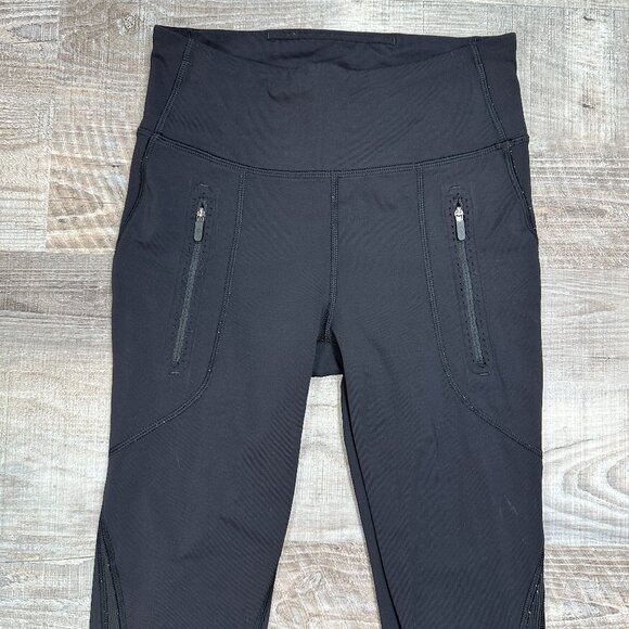 Lululemon Women’s Size 4 Black 25" Length Leggings With Zip Pockets And Mesh - Picture 3 of 11